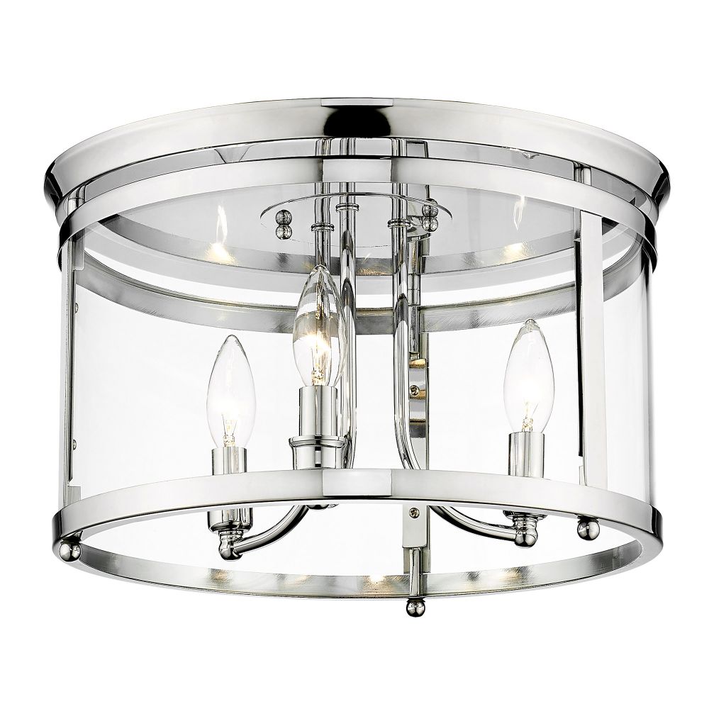 Golden Lighting 1157-FM CH Payton Flush Mount in Chrome with Clear Glass
